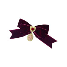 Broșă vintage cu bowknot din catifea cu inimă, pentru ținute elegante în stil francez, accesoriu de modă, accesorii v