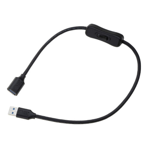 Rak USB 3.0 förlängningskabel med på/av-knapp som stöder dataöverföring och strömförsörjning för USB-driven fläkt