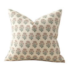 Housse de coussin en lin 45 x 45 cm avec motif floral, taie-5