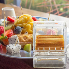 2PCS Toothpick Dispenser Clear Knob  Toothpick Holder Rack Stand Automatic Toothpicks Storage Boxes for Table Home