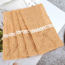 20 Piezas Contenedor para Cubiertos de Mesa de Boda de Campo Bolsillos de Arpillera Natural para Cubiertos Bolsillos para Tenedor DecoracióN RúStica
