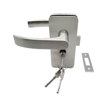 Silver Tone Glass Partition Handle Lock-single door left ope