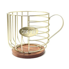 Kaffeepad-Halter, Kaffeepad-Korb, Draht-Kaffeepad-Aufbewahrung, Holzsockel, Organizer für Küche, Familie, Arbeitsplatte, Pod A