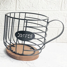 Kaffeepad-Halter, Kaffeepad-Korb, Draht-Kaffeepad-Aufbewahrung, Holzsockel, Organizer für Küche, Familie, Arbeitsplatte, Pod B