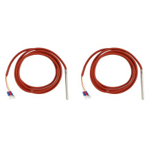 2X PT100 RTD Temperature Sensor 6mmx80mm Class B 2M Silicone Gel Coated Wire Platinum Resistance Pt 100 Stainless Steel
