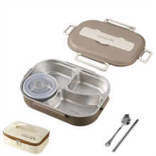 Multifunctional 4-Compartment Portable Lunch Box Portable Thermal Insulation Lunch Box with Tableware Accessories