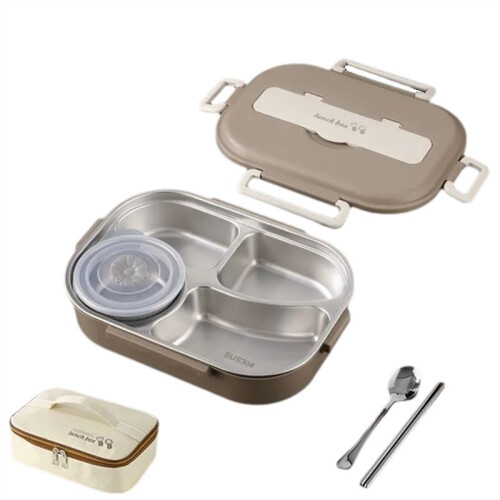 Multifunctional 4-Compartment Portable Lunch Box Portable Thermal Insulation Lunch Box with Tableware Accessories