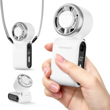 (White) Portable Handheld Turbo Fan High Speed, 100 Speed 12H Cooling, Small Hand Held Fan, Rechargeable Mini Personal Hand Fan