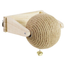 Small Animal Enrichment Toy with Sisal Ball and Wood Mount, Cage