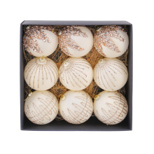 Textured Christmas Tree Trim, 9 Count Holiday Bauble-Beige