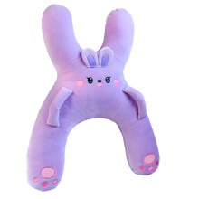 Children Car Seat Travel Pillow with H-Shaped Plush Side-Purple