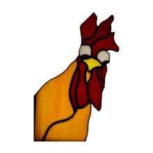 Décor de Coin de Fenêtre Drôle - Coq Voyeur, Décor de Coin de Fenêtre D'Oiseau Taché de Coq Drôle, Décor de Cour de Coq A