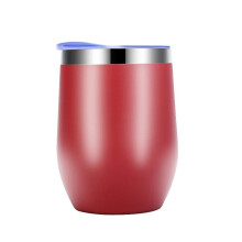 Eggshell Cup Double-Layer Stainless Steel Insulated Cup Vacuum Red Wine Egg Cup Coffee Tumbler with Lid Red