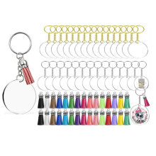 Set met Acryl Sleutelhangers - Inclusief Transparante Acryl 'S, Sleutelhangerkwastjes, Sleutelringen en Verbindingsringen voor Het Zelf