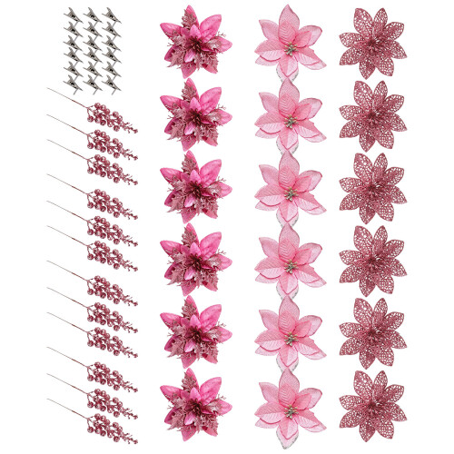 Artificial Trim Flower with Clip Set for Wall Entry Shelf-Pink