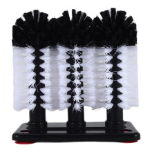 Water Bottle Cleaning Brush Glass Cup Washer with Suction Base 3 Bristle Brush for Beer Cup, Long Leg Cup