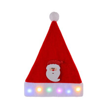 LED-Weihnachtshut-Partykappe aus rotem Stoff für-11