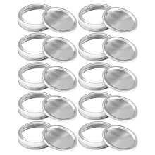 10 Tapas para Conservas para Jarra Mason de Boca Ancha, Tapas de Tipo Dividido una Prueba de Fugas y Tapas Seguras para Tarros Latas, Plateado 86 Mm