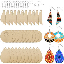 60 Boucles D'Oreilles en Bois Non Polies Pendentif Pendentif en Forme de Larme Vierge et Pendentif Coupe Conique pour la Production de Bijoux à la