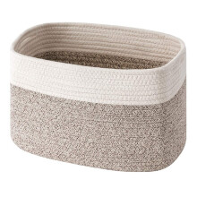 Cotton Rope Storage Baskets Bin Storage Square Organizer Foldable Decorative Woven Basket with Handles, C