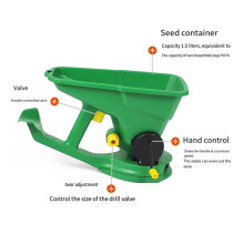 Handbediende Zaadstrooier, 1,5 Liter, 5 Versnellingen, Energiebesparende Draagbare Strooier, Gazon, Handaangedreven Strooier, Handslingerzaaimachine