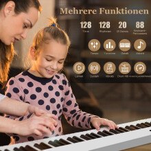 Studiesett for musikkøving (2-delers) – Ergonomisk skrivebordsstol for barn og sammenleggbart keyboard med 88 tangenter