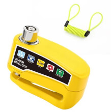 Verrou de Disque D'Alarme Anti-Vol 110dB Étanche avec Câble de Rappel pour Verrou de Frein à Disque de Moto pour Pièces de Scooter Vélo Jaune