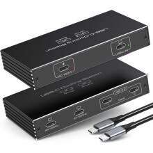 4K120Hz USB C Splitter Dual Monitor Docking Station 6-in-1 Dual USB C Monitor 100W PD, 10Gbps Splitter 1 in 4 Out