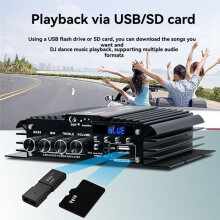 USB 5.0 Amplifier 4 Channel 12V HiFi Stereo Sound Amp for Car Home Computer Lossless Music