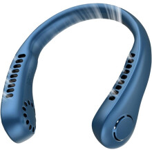(Blue) Deyaah Portable Neck Fan - 3000mAh Bladeless 360 Cooling Personal Device
