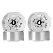 4pcs 1.55" Metal Beadlock Wheel 6-Spoke Wheel Rim for RC 1/10 D90 TF2 CC01 LC70 MST White