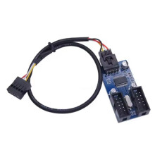 9Pin USB Splitter Motherboard USB Female Interface Header Splitter 1 to 2 Extension Cable Adapter