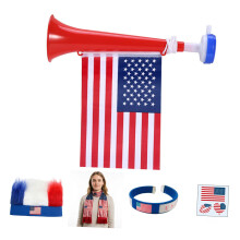 Watch Party Fan Costume Kit with Horn Flag Wig Scarf-Sty1e 1