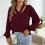 Damen-Strickpullover mit V-Ausschnitt, Blumenmuster,-Khaki S 2