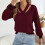 Damen-Strickpullover mit V-Ausschnitt, Blumenmuster,-Burgund S 7
