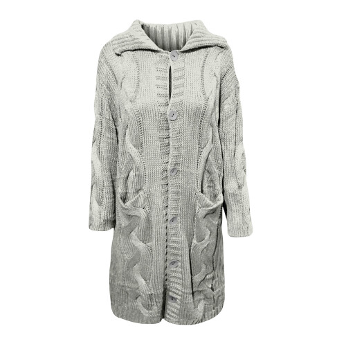Womens Cable Knit Cardigan Sweaters Oversized-Light Blue L 1
