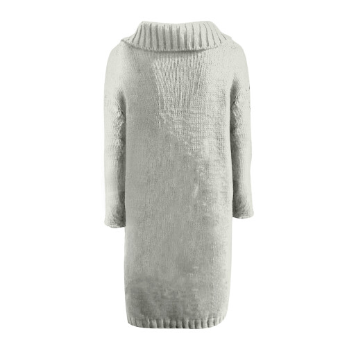 Womens Cable Knit Cardigan Sweaters Oversized Collar-Gray 5XL 2