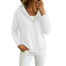 Cardigan à manches longues en tricot côtelé avec-Blanc M