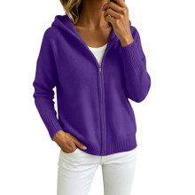Cardigan à manches longues en tricot côtelé avec-Violet M