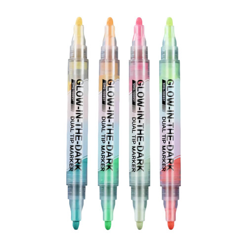 Leuchtendes Marker-Set mit doppelter Spitze, 4-teilig, mit