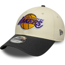 New Era Mens 9FORTY Colourblock LA Lakers NBA Baseball Cap - Cream & Black