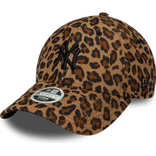 New Era Womens 9FORTY Cord NY Yankees MLB Baseball Cap - Leopard Beige