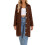Womens Cable Knit Cardigan Sweaters Oversized Collar-Brown S 1