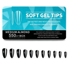 550pcs Soft Gel Nail Tips False Half Cover Press Acrylic Nails 11Sizes Fake Nails DIY Manicure Tools Medium-Almond