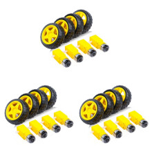 12PCS Electric Motor + Plastic TT Motor Tire Wheel Dual Shaft Gear Motor TT Gearbox Engine for Car