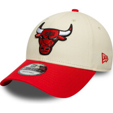 New Era Mens 9FORTY Colourblock Chicago Bulls NBA Baseball Cap - Cream & Red