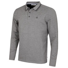 (L, Grey Marl) Calvin Klein Mens Campus Long Sleeve Stretch Tipped Polo Shirt