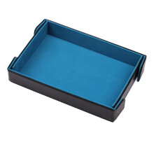 Magnetisches Leder-Aufbewahrungstablett für Würfel, Besteck & Brettspiel - Faltbar & Umweltfreundlich Blau