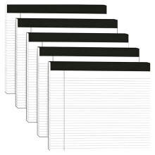 5 Pack Wide Legal Pads 11" X 9.5" Legal Pads Colored Wide Ruled Notepad Perforated Writing Paper White