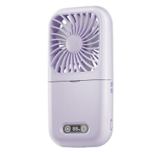 Portable Fan Makeup Mirror Lighting Fan Summer Soft Breeze Foldable Rechargeable Neck Hanging Cosmetic Tool Pur-Ple
